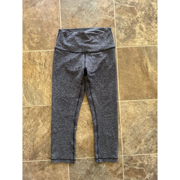 Lululemon Wunder Under Crop Leggings 21" Heathered Black Size 6 - Picture 7 of 11